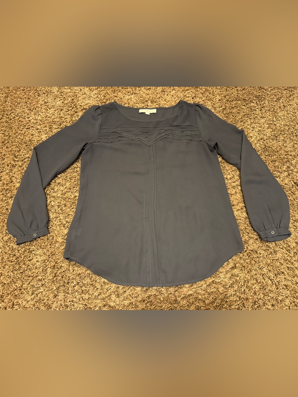 Loft Gray Long Sleeve Blouse